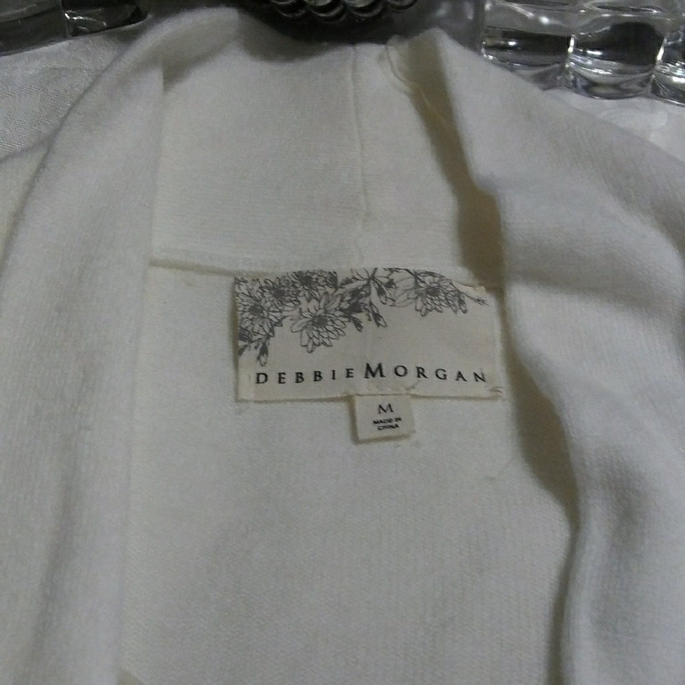 winter white open front sweater